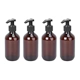 PAMINGONO Botellas de Emulsión de PE 300 Ml Set de 4 Piezas Color Marrón Recargables y Portátiles Dosificador para Jabón Champú y Loción Ideales para Viajes Baño y Hogar