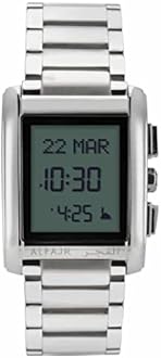 ALFAJR Digital Dress Watch For Men- WS-06S Stainless Steel Casual Watch for Men with Worldwide Prayer Times & Digital Compass, Silver, casual, Silver, casual