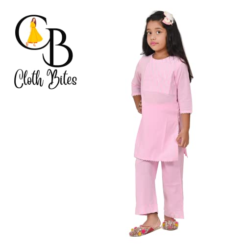 Image of Rayon Kurta Pant Set for Girl Child, Gota Work Kurti with 3 /4 Selvess, Round Neck Traditonal Dress,Ethnic Wear Kurti for Kids