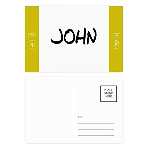 Carte postale JOHN Nom Handwriting pour ne plus manquer de cartes : lot 20pcs Merci multicolore