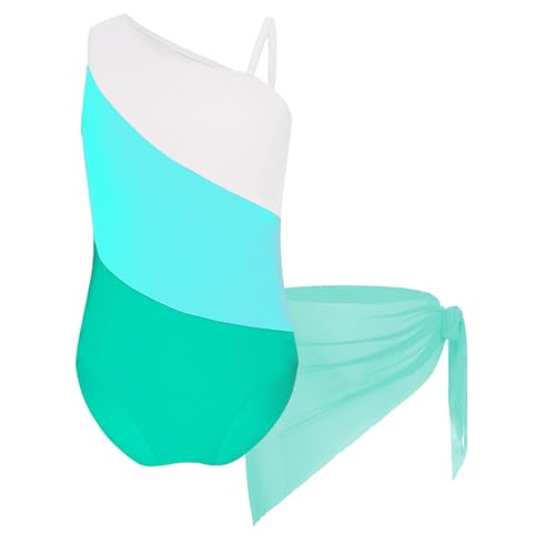 Girls One Piece Swimsuits with Chiffon Wrap Skirts Beach Bathing Suits Bikini Swimwear