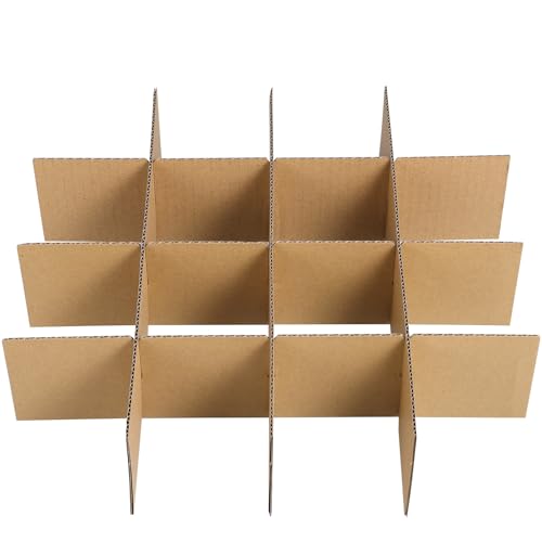Roleader 6 Separadores de Cartón para Cajas de Embalaje 335x335x80 Mm Divisores Protectores para Transporte Seguro Organizador para Platos y Cristalería