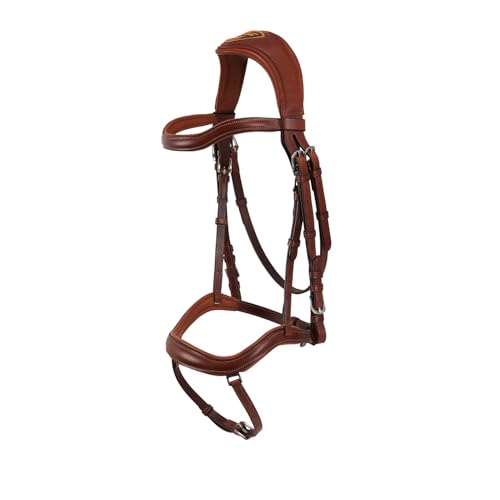 Filet Acavallo Allegoria en cuir cognac contre les pressions de la têtière cheval full