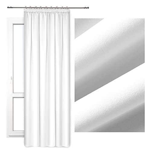 VIPRO GROUP Cortinas salón 140x250 cm - Cortinas semioscuras con Cinta de Volantes - Cortinas de salón en Muchos Colores - Cortinas confeccionadas Heaven con Cinta - Cortina Decorativa (Blanco)