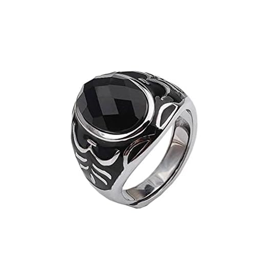 LOt Svart Agat Ring Manliga S925 Silver Mångfacetterad Inläggningar Sten Epoxy Drivna Öppen Ring Öppen RingSom visat