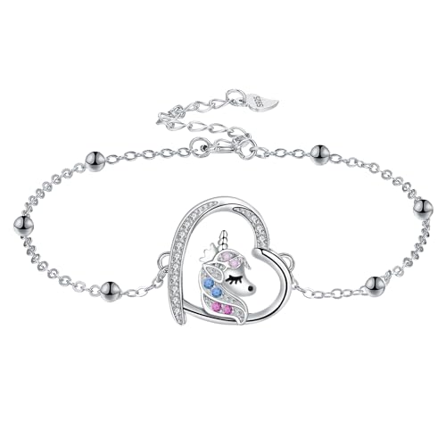 Arrebol Pulseras Mujer Plata de Ley 925 para Unicornio Pulseras Original Joyería Regalo para...