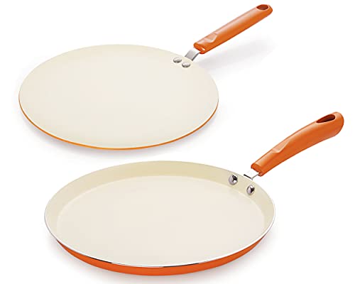 Nirlon Ceramic Tawa Set, 2-Pieces, Orange (BT-CC-FT28-CT26)