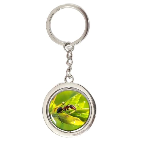Ant Keychain Car Keys Decoration Accessories Double Sided Rotating Crystal