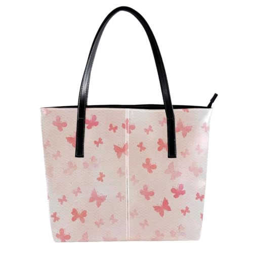 Sac à main fourre-tout rose papillon en cuir PU idéal pour vos voyages
