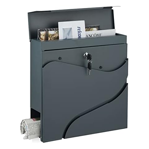 Relaxdays Weatherproof Letterbox with Newspaper Compartment Cover