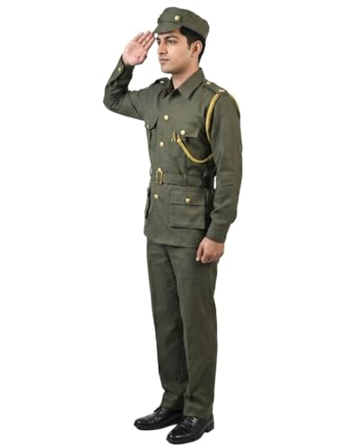 Image of BookMyCostume Premium Fabric Army Soldier with Whistle Professional Community Helper Fancy Dress Costume Adults S-M