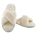 LARGERED Hausschuhe Damen Plüsch Pantoletten Flauschige Pantoffeln mit Fell Offene Zehe Winter Wärme Schlappen Kuschelige Frauen Fluffy Slippers Rutschfeste,Weiß Gr.40/41
