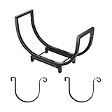 Estante de almacenamiento de leña de metal resistente con revestimiento resistente al gancho, diseños de gran capacidad para uso en interiores y exteriores, chimeneas de hierro, organizadores de