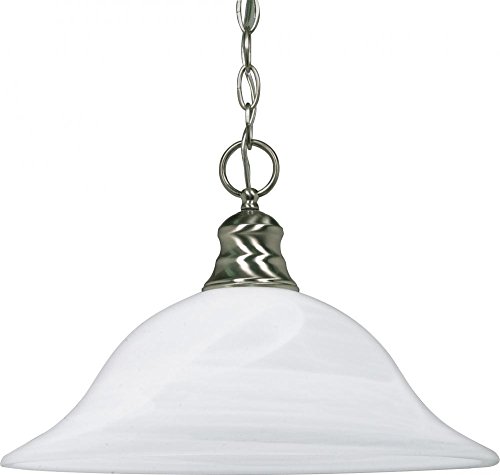 Nuvo 60/390 One Light Pendant, Brushed Nickel/Alabaster Glass, 16 In. #TOP30