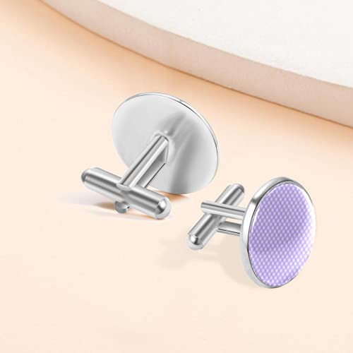 Lila geruite patroon print klassieke roestvrijstalen manchetknopen voor heren, pak shirt manchetknopen sieraden zakelijke huwelijksgeschenken - Image 5