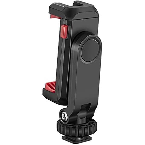CAMOLO Safe Phone Tripod Mount, Universal Phone Holder, Tripod Adapter with Double Cold Shoe, 360° Adjustable Phone Tripod Mount for iPhone,Tripod, Cage Monipod for Vlog TikTok Video Live Streaming Cover