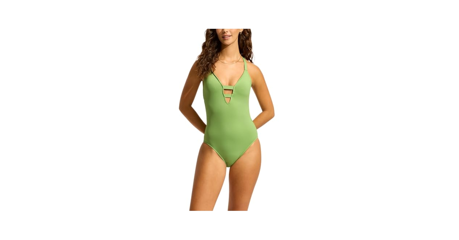 Seafolly Women's Standard Active Deep V Plunge Maillot One