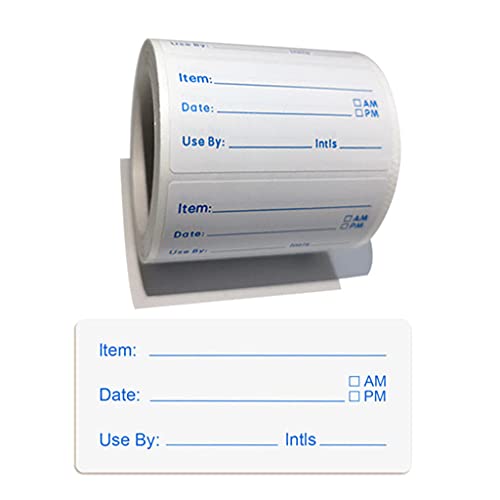 LYWYOUDDKH 500Pcs / Roll Etiquetas de Datos de preparación de Alimentos Etiquetas Adhesivas de Almacenamiento de Alimentos de Cocina - Azul
