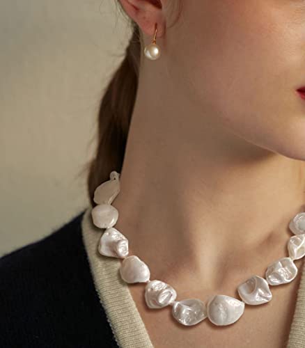 Pearl Choker Necklace for Women Boho Beaded Statement Necklace with Black White Large Freshwater Pearls Silver Fashion Jewelry Gift - Image 4