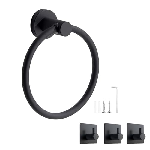Handtuchring Handtuchhalter, Edelstahl Handtuchhalterung, Handtuch Handtuchhaken Handtuchhalter Rund für Badezimmer, Wohnzimmer, Küche, Geschenk mit DREI Hängehaken