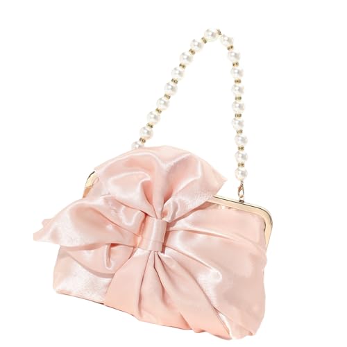 Sac de soirée avec nœuds mignons pour femme et poignée perles