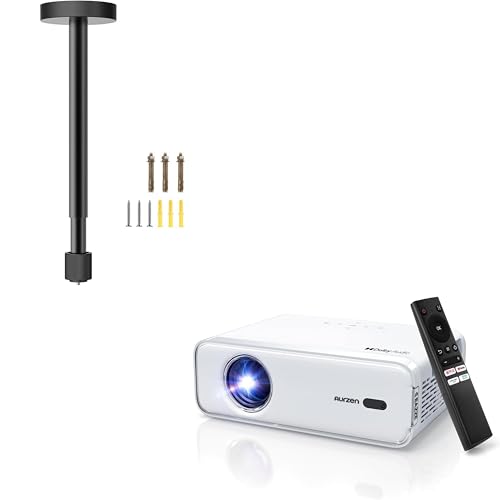 Image of Aurzen Eazze D1 Smart Projector with Mount Drop Ceiling, Netflix-Officially-Licensed, Auto Focus & Keystone, DoIby Audio, Zoom, Native 1080P Movie