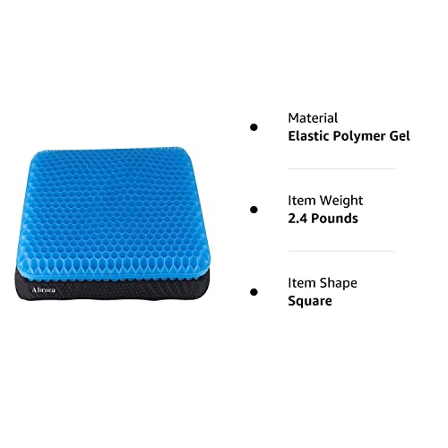 Abroca Gel Seat Cushions For Long Sitting, Double Thick Cooling Seat Pads For Back Sciatica Tailbone Pain Pressure Relief With Non-Slip Cover, Chair Pads For Car Seat Driver, Office Desk,Wheelchair #TOP7