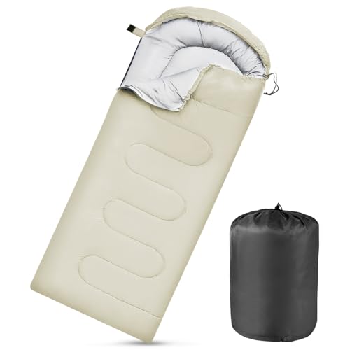 Camping Sleeping Bags for Adults Kids Waterproof Lightweight Sleeping Bag for Cold Weather or Warm Backpacking Hiking Mountaineering Indoor Outdoor Use (Grey)