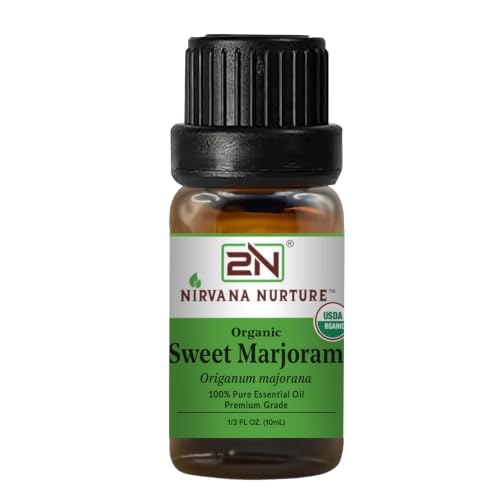 Nirvana Nurture Sweet Marjoram Essential Oil USDA Certified Organic 100% Pure Undiluted Aromatherapy Oil for Diffuser Hair & Skin Care