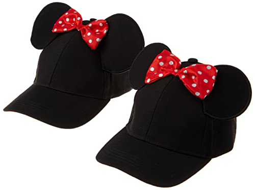 Disney Little Minnie Mouse Ears Hat, Set of 2 for Mommy and Me, Matching Toddler Baseball Cap, Size 2-4, Adult and Girl 4-7, Adult and Girl Age 4-7