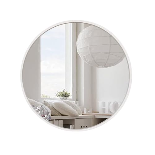 Espejo pequeño pared redondo Ø70cm blanco con marco de aluminio resistente 2