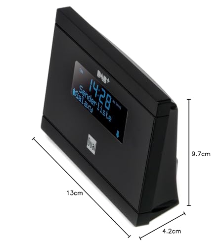 Dual DAB 2 A Digital-Radio Adapter mit Fernbedienung (LCD-Display, DAB(+)/UKW-Tuner, Alarmfunktion) Schwarz