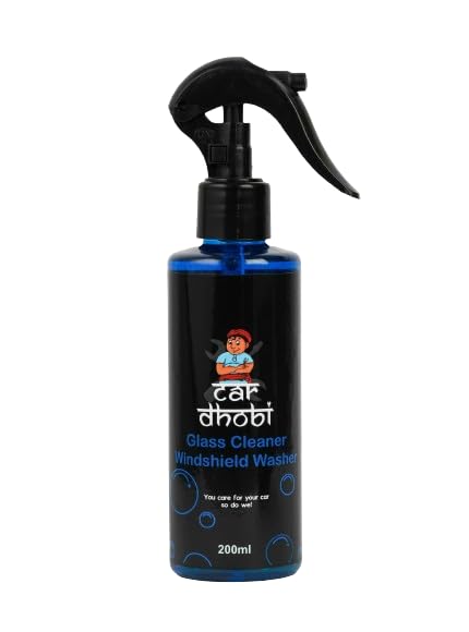 Car Dhobi Glass Cleaner — Spray for Cars | Remove Stains, Filmy Residues, Grime, Bid Farewell to Dust, Bird Droppings & Tree Sap | Fingerprints from Windshields & Windows | Streak-Free Shine - 200ml