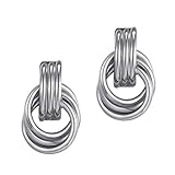 Pendientes de tuerca para mujer, 2 piezas de joyería colgante gruesa y moderna, 2x2x3,7 cm, pendientes oro para bailes, cumpleaños, bodas, playa, vacaciones, declaraciones, vacaciones, fe
