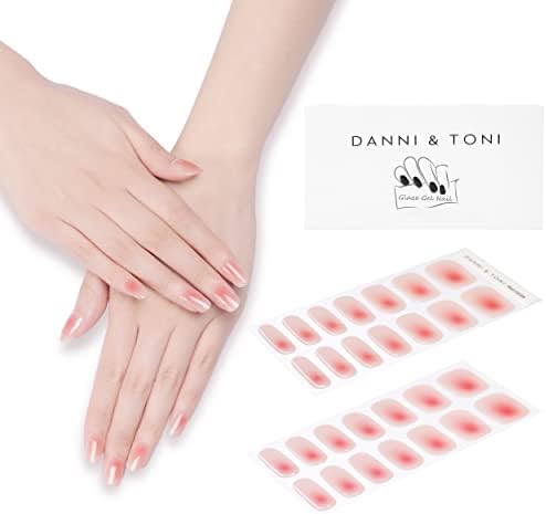 DANNI & TONI Semi Cured Gel Nail Strips (Dreamland) Ombre Gel Nail Stickers Gel Manicure Strips 28 Stickers