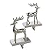 Metal Silver Reindeer Stocking Holder Set Of 2