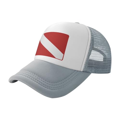 Scuba Diving Deep Dive Flag Trucker Hat Snapback Mesh Baseball Cap Unisex
