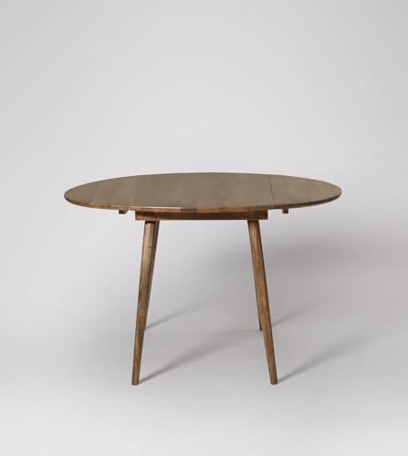 Image of Solid Wooden 2 Seater Round Dining Table | Foldable Table Without Chairs for Living Room, Dining Room, Hotel & Home, Brown Finish, (d100 x w120 x 75 CM)