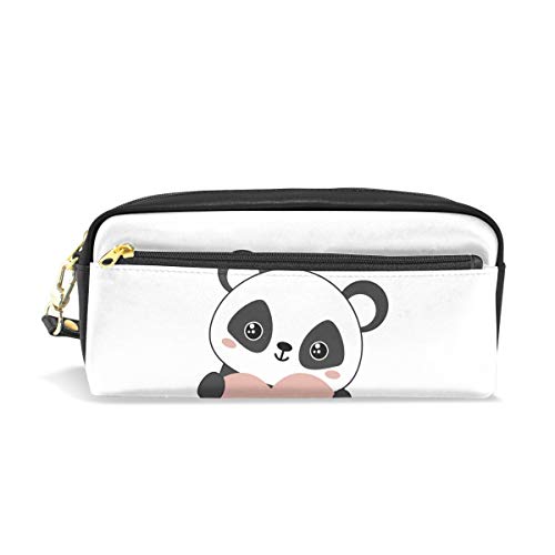 Astuccio con panda, grande capacità, per ragazzi e ragazze, astuccio a 3 scomparti, per studenti, cancelleria, pennarelli, per scuola, ufficio, lavoro, Panda verde acqua, Taglia unica, Valigetta