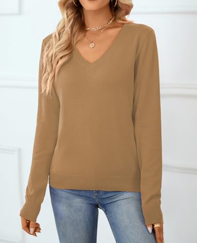 QUALFORT Women's Sweater 100% Cotton Long Sleeve Pullover Sweater Soft Lightweight Knit Tops 2026