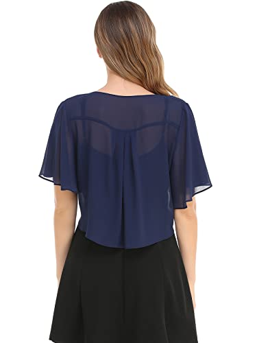 Image of Womens Shrug Chiffon Shawl Wraps Open Front Tie Top Cardigan for Evening Dress