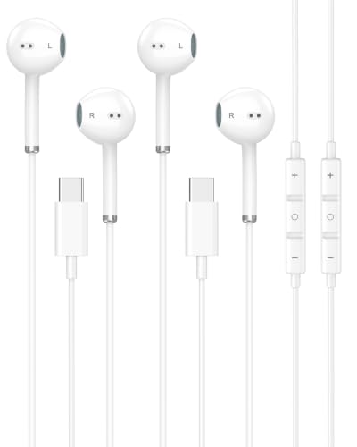 Image of [Apple MFi Certified] USB C Headphones Wired for iPhone 17 16 15,Galaxy S26 | 2 Pack Earphones /Earbudswith USB-C Plug, Wired Ear Buds with Built-in Remote to Control Music, Phone Calls, and Volume