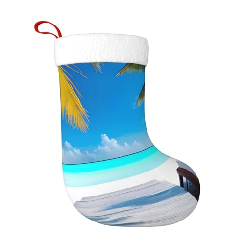 HTRDJH Chaussettes décoratives de Noël aux Maldives, chaussettes de Noël pour adultes, décorations de fête de Nouvel An
