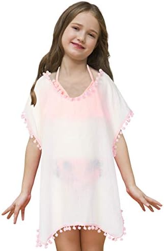 Unicorn Cover Up for Girls Rainbow Swimwear Coverups Swimsuit Beach Dress Top with Pompom Tassel