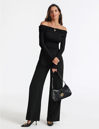 Women's Sexy Off Shoulder Tops Dressy Casual Slim Fit Long Sleeves Spring Fall Blouse Going Out Nightout Shirt4