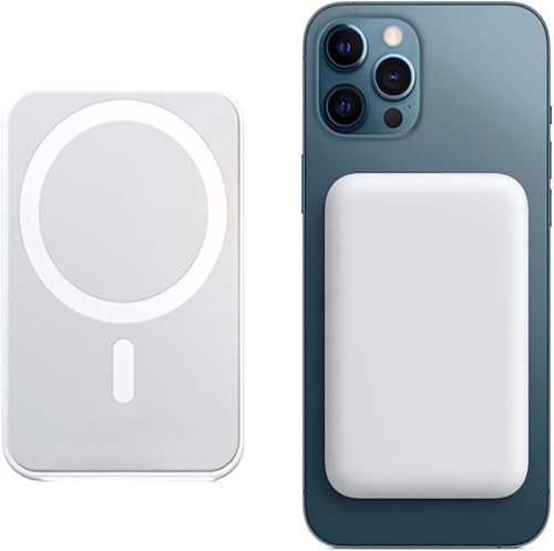 Power Bank,5000mAh Magnético Bateria Externa, Inalámbrico PD 22.5W Carga Rapida Inalámbrico Cargador Portátil,Compatible con/Samsung/Huawei/iPhone 16/15/14/13/12 Pro/Pro MAX（Blanco）