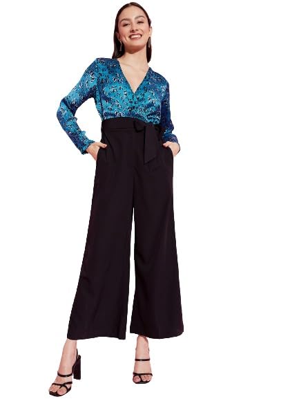 KASSUALLYJumpsuits for women Casual Women Blue & Black Printed Basic Jumpsuit