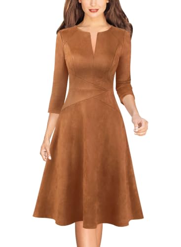 Image of VFSHOW Womens Work Business Office Front Zipper Slim Church A-Line Dress
