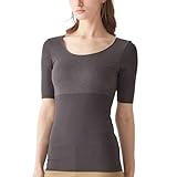 [グンゼ] あったかインナー ホットマジック 【集中保温】 薄手で暖かい 吸湿発熱 裾シームレス 半袖 5分袖 MH9448R レディース チャコールグレー M