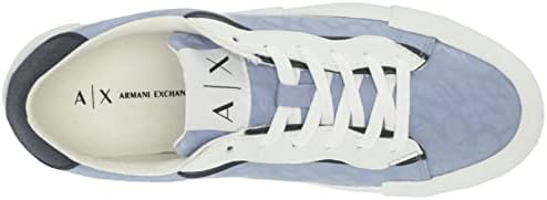 A | X ARMANI EXCHANGE Women's Gum Allover Logo Sneakers, Light Blue + Navy, 10 | Image 4